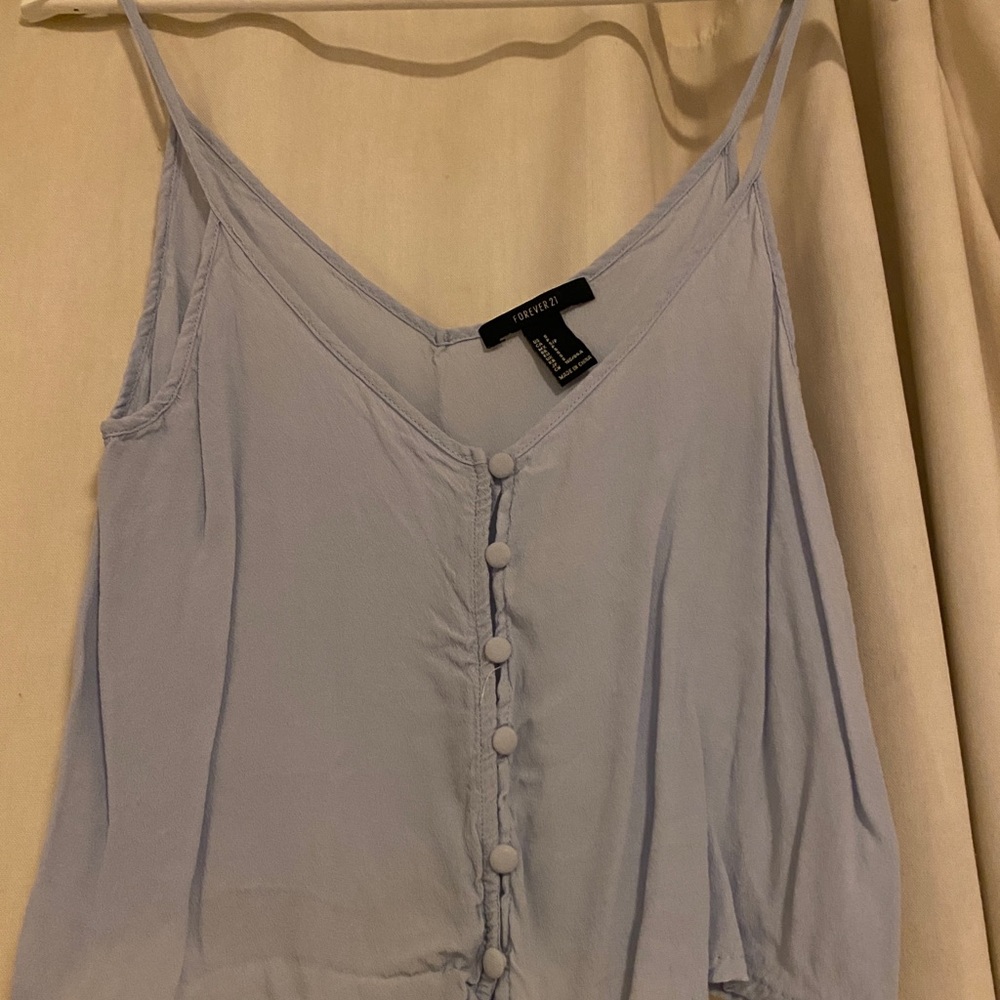 Blue button up tank top